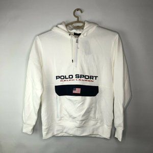 Polo Ralph Lauren Mens White Knit Hoodie Size L